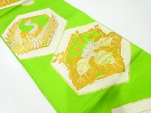 アンティーク　亀甲に鶴・桐模様織出し袋帯（材料）